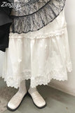 Long Ball Gown Y2K Lace Patchwork Mid-Calf High Waist Skirts A-line Women Japan Style Harajuku Sweet Elegant Cake