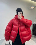 Duck Down Jacket Women Fall Winter 2023 New Long Sleeve Thicken Warm Loose Puff Jackets Chic with Hood Feather