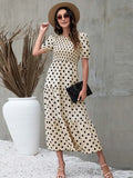 Summer Maxi Polka Dot Dress Women Long Elegant Party Dress Ladies A Line Vintage Dots Dress For