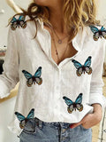 Women Casual Long Sleeve Cotton Linen Shirt Elegant Solid Cardigans Autumn Button Lapel Shirt Loose Oversized Blouse