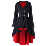 Lace Patchwork Bandage Trench Gothic Vintage Mid-long Coat Women Black Belt Cloak Windbreaker Female Abrigos