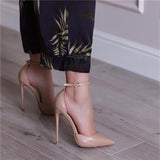 Strap classic pointed toe high heeled exquisite elegant single shoes 12cm high heel party women shoes QP121