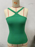 Zingj Summer New Sexy Hot Girl Hanging Neck Sling Vest Slim Knit Female Top-Outfit