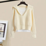 Winter Women Clothing Korean Casual Vest+knitted Sweaters+wide Leg Knitting Wide Leg Pants Sets Ladies Warm Knitwears