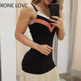 Women Spaghetti Strap Colorblock Maxi Dress Elegant Fashion Chic