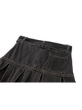 Spring Women's High Waist Denim Mini Pleated Skirt Harajuku Streetwear Vintage Loose Casual Ladies Y2K A-line Short