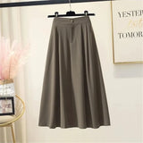 Solid Long Skirts Women College Friends Simple Korean Minimalist Basic Cozy All-Match Tender Feminino High Waist