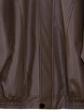 Spring Autumn Oversized Retro Black Brown Leather Jacket Women Zipper Long Sleeve Loose Casual Cool Korean Clothes