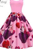 Music Note Print Women Party Dress Summer Spaghetti Strap Black Slim Vintage A-line Robe Valentine's