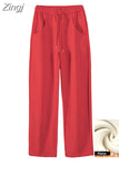 Loose Sweatpants 2023 Autumn Women Red Sport Pants High Waist Loose Trouser Female Fashion Streetwear Straight