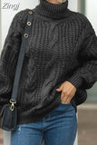Women Oversized Sweater 2023 Loose Autumn Winter Turtleneck Elegant Knitted Warm Pullovers Fashion Solid Tops Knitwear