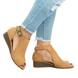 Size 43 Shoes Women Summer Fashion Fish Flat Wedge Women's Sandals Buckle Closed Toe Roman Women's Sandles Sandalias