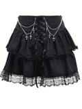 Black Ruffle Kawaii Mini skirt High Waist Gothic Punk Casual Preppy Style Y2k Skater Lace Up Design Pleated Cake Skirts
