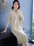Autumn Winter New Loose Thickened Knitted Woolen Dress Long Sleeve Woman Dress Fashion Style Sweater Streetwear