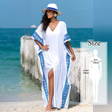 Sexy Cold Shoulder V Neck Bats Sleeve Loose Summer Beach Dress Plus Size Women Beachwear Kaftan Black Dress