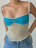 Lace Up Knitted Crop Cami Top- Outfit