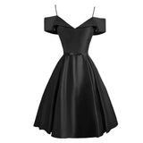 Spaghetti Strap Vintage Dress Light Blue Bow Front Solid Women Short Sleeve Elegant Ladies Formal Party Sling