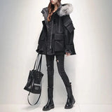 Women 2023 Winter Fashion Korean Loose Hooded Overcoats Female Big Fox Fur Collar Jackets Ladies 90% White Duck Down Hooded
