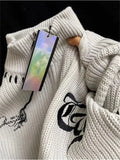 Cardigan Sweater Women's 2023 New Autumn Winter Lapel Collar Vintage Zipper Loose Coat Knitted Cardigan Oversized