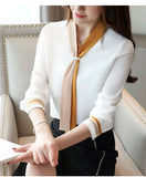 OL office Women Tops and Blouse Vintage Long Sleeve Chiffon Tops Blusas Mujer De Moda 2022 Elegant Autumn
