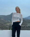 Striped See-Through Long Sleeve Top-Outfit