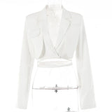 Irregular Elegant Blazer For Women Notched Long Sleeves Lace Up Bowknot Blazers Female 2021 Spring Fashion New