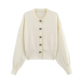 Women's Clothing 2025 Spring New Flower Button Decoration Knitted Shirt Skirt