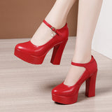 6Cm Silver Heeled Show Shoes Thick-Singing Leather Shoes Thick-Soled Model Single-Shoe Large-Size Working