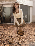Elegant Sweater Women 2022 Autumn French Patchwork Bow Vneck Pullover Long Sleeves Knitted Tops Female Clothes