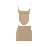 Women Corset Bandage 2 Two Pieces Sets 2022 New Summer Sexy Sleeveless Crop Top & Mini Skirt Bodycon Elegant Club Party