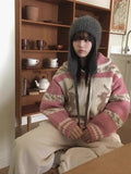 Pastel Printed Collar Knitted Buttoned Cardigan- Outfit