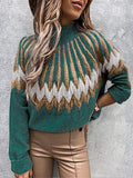 Tops 2022 Women Autumn Winter New Printing High Collar Long Sleeve Sweater Loose Casual Knitting Pullover Dress