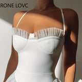 Women Sexy Solid Elegant Spaghetti Strap Mesh Patchwork Mini Bodycon Sexy Asymmetrical Dancing