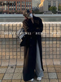 Autumn Winter Extra Long Black Thickened Warm Wool & Blends Coat for Women Double Breasted Fashion New in