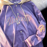 new American retro letter embroidery jackets coats women's street casual trend hooded baseball uniform couple loose