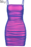 Elegant Mesh Sling Bodycon Mini Dress Women 2023Spring Sexy Club Party Night Wear Dress Ladies Vestidos De Mujer