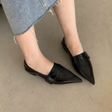 Spring And Autumn New Sharp Head Flat Single Shoes Two-Pin Flat With The British Academy Wind Casual Leather Shoes