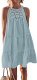 Summer Sleeveless Dresses Casual Sleeveless A-Line Hierarchal Swing Vest Skirt Beach Vacation