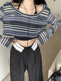 Contrast Striped Crochet Knit Crop Top- Outfit