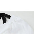 Women's Dress Female Square Collar Puff Sleeve White Dress Summer Korean Elegant Tunic High Waist A-line Mid Long
