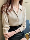Women Blouses V-neck Shirts for Women Vintage Shirt Long Sleeve Blouse Elegant and Youth Woman Blouses OL Silk Womens