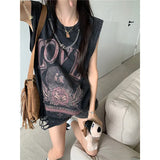 Grunge Foral Logo Oversized Ripped Tank TopOutfit