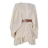044 Spot 2025 Autumn New Women's Fashion Personality Solid Color French Long Sleeve Chiffon Wrinkle