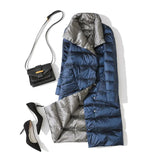 Plus Size Women Double Sided Down Long Jacket White Duck Down Coat Winter Double Breasted Warm Parkas Snow