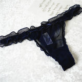 2XL Plus Size Women's G String Ruffled Underwear Panties Bow Sexy Lingerie Thongs Lace T-back Seamless Ruffles