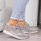 Casual Shoes 2020 New Fashion Wedge Flat Shoes Zipper Lace Up Comfortable Ladies Sneakers Female Vulcanized