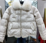 Women Coat 90% Duck Down Jacket Real Fox Fur Collar Hooded Jacket Elegant Female Thick Warm Button Duck Down