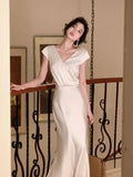 2023 Fashion Elegant Backless Print Slip Dress Female Long Sexy Evening Party Vacation Pleated Dresses Chic Boho
