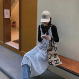 Sweet Fairy Dress Women Vintage Elegant Lace Sheer Spaghetti Strap Midi Dresses Summer Y2K Baggy See Through Sundress