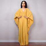 Multicolor V-neck Batwing Sleeve Plus Size Loose Maxi Dress For Women Summer Beach Wear Kaftan Long Bathing Dresses